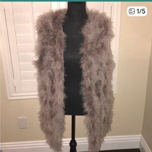 New Authentic gray feather tunic vest small